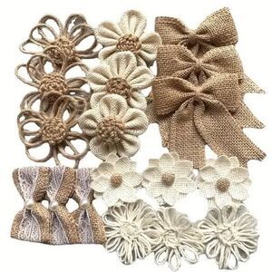 Bag of Burlap Flowers / Bows For Wedding Chair Sash Ties